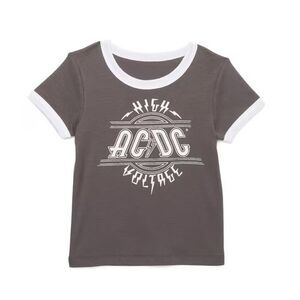 AC/DC Girls Short Sleeve Ringer Graphic Tee Size S (6-6X)